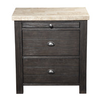 Nightstand With 2 Drawers, Brown and Beige