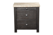 Nightstand With 2 Drawers, Brown and Beige