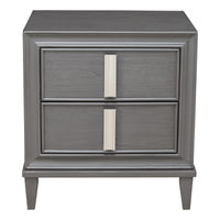 Nightstand With Two Drawers, Gray and White