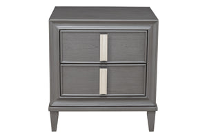 Nightstand With Two Drawers, Gray and White