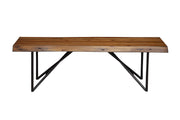 Bench With Metal Angular Legs, Brown and Black