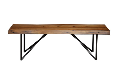 Bench With Metal Angular Legs, Brown and Black
