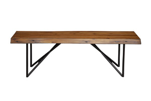 Bench With Metal Angular Legs, Brown and Black