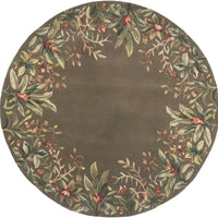 5'6" Round Wool Taupe Area Rug