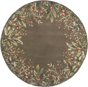 5'6" Round Wool Taupe Area Rug