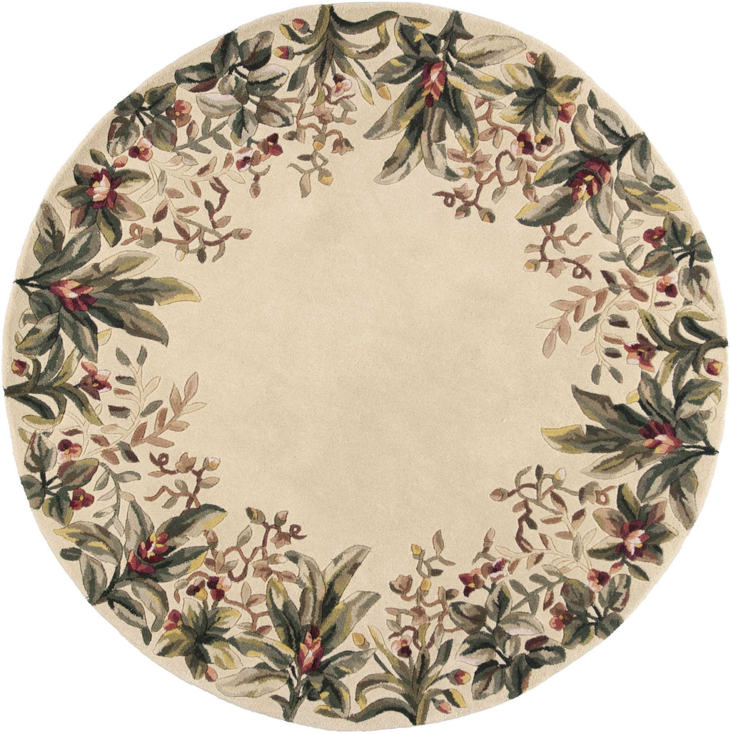 5'6" Round Wool Ivory Area Rug