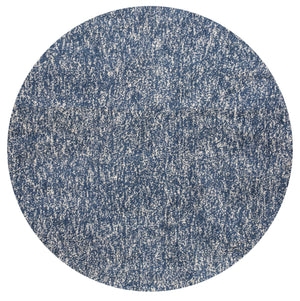 8' Round Polyester Indigo-Ivory Heather Area Rug