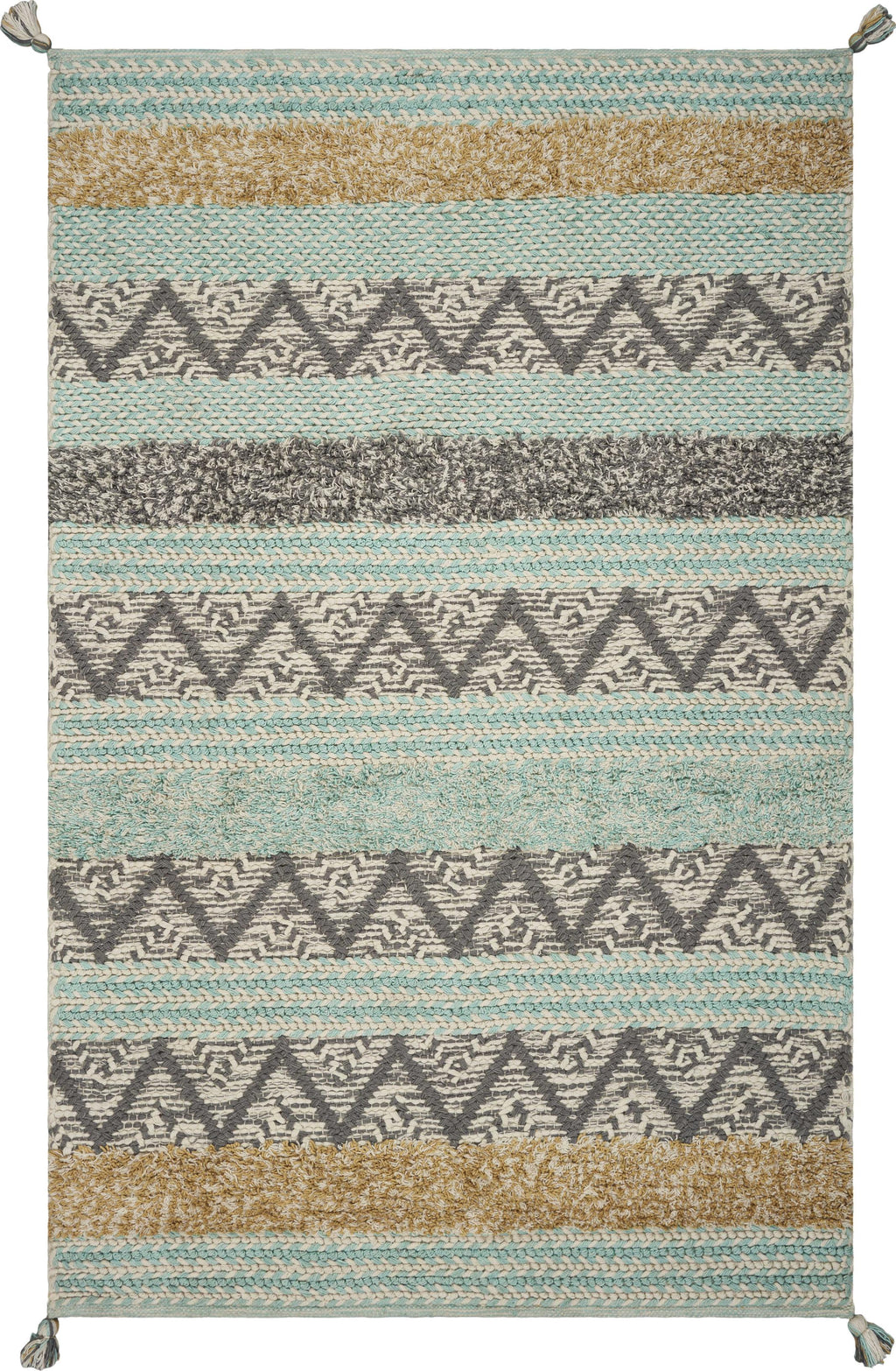 5' x 7' Polyester Turquoise Area Rug