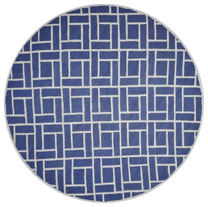 7'6" Round Wool Indigo Area Rug