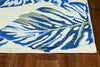 8'x11' Grey Blue Machine Woven Oversized Tropical Leaves Indoor Area Rug