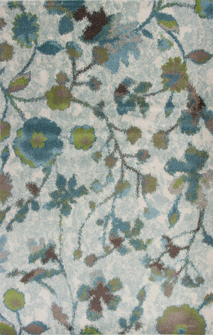 7'10" x 10'10" Polypropelene Teal Area Rug