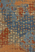 7'10" x 10'10" Polypropelene Blue-Coral Area Rug