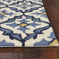 7'6" x 9'6" UV-treated Polypropelene Ivory-Blue Area Rug