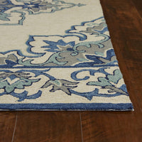 7'6" x 9'6" UV-treated Polypropelene Ivory-Blue Area Rug