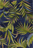 8'x10' Ink Blue Hand Hooked UV Treated Oversized Tropical Leaves Indoor Outdoor Area Rug