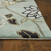 5' x 8' Wool Blue-Beige Area Rug