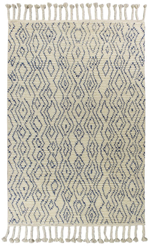 5' x 8' Wool Ivory-Blue Area Rug