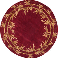 7'6" Round Wool Red Area Rug