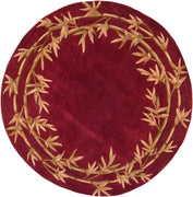 7'6" Round Wool Red Area Rug