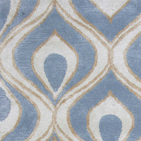 5' x 8' Wool & Viscose Blend Blue Area Rug