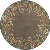 7'6" Round Wool Taupe Area Rug