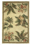 8'x10' Ivory Hand Tufted Bordered Tropical Plants Indoor Area Rug