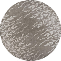 7'6" Round Wool & Viscose Blend Beige Area Rug