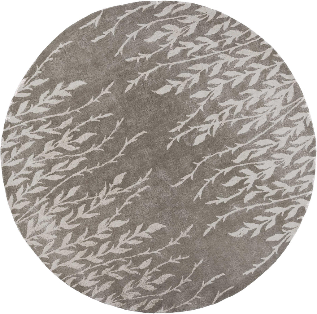 7'6" Round Wool & Viscose Blend Beige Area Rug