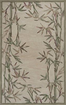 9'x12' Ivory Hand Tufted Bordered Bamboo Indoor Area Rug