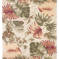 9'x12' Beige Hand Tufted Tropical Leaves Indoor Area Rug