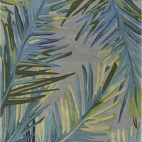 9'x12' Grey Blue Hand Tufted Tropical Palms Indoor Area Rug