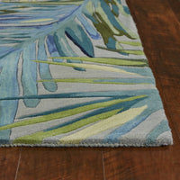 9'x12' Grey Blue Hand Tufted Tropical Palms Indoor Area Rug