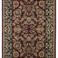 10'x13' Red Black Machine Woven Floral Traditional Indoor Area Rug