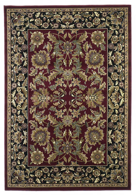 10'x13' Red Black Machine Woven Floral Traditional Indoor Area Rug