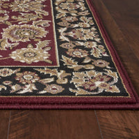 10'x13' Red Black Machine Woven Floral Traditional Indoor Area Rug