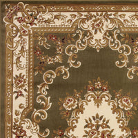 9'10" x 13'2" Polypropelene Green-Ivory Area Rug