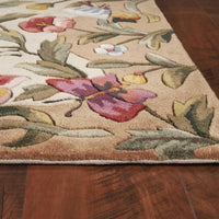 9'x13' Antique Beige Hand Tufted Bordered Butterfly Floral Indoor Area Rug