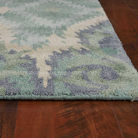 9' x 13' Wool & Viscose Blend Blue Area Rug