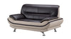 Faux Leather Upholstered Wooden Loveseat with Pillow Top Armrest, Black and Gray