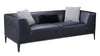 Wood and Metal Sofa with Faux Leather Upholstery and Elevated Armrest, Black