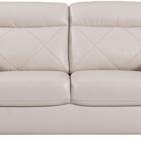 Leatherette Upholstered Wooden Loveseat with Bustle Back and Wooden Legs, Light Gray