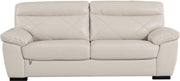 Leatherette Upholstered Wooden Sofa with Bustle Back and Wooden Legs, Light Gray