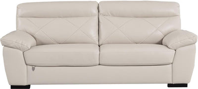 Leatherette Upholstered Wooden Sofa with Bustle Back and Wooden Legs, Light Gray