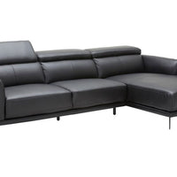 Contemporary Style Leatherette Upholstered Sectional with Right Facing Chaise , Black, Set of Two