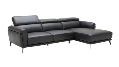 Contemporary Style Leatherette Upholstered Sectional with Right Facing Chaise , Black, Set of Two