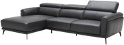 Faux Leather Upholstered Wooden Sectional with Left Facing Chaise, Black, Set of Two