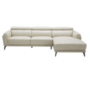 Leatherette Upholstered Wooden Sectional with Right Facing Chaise, Light Gray, Set of Two