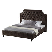 Leatherette Upholstered Wooden Queen Sized Bed with Tufted Headboard, Brown
