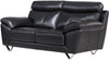 Leatherette Upholstered Wooden Loveseat with Plush Bustle Back and Steel Feet, Black