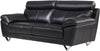 Leatherette Upholstered Wooden Sofa with Plush Bustle Back and Steel Feet, Black